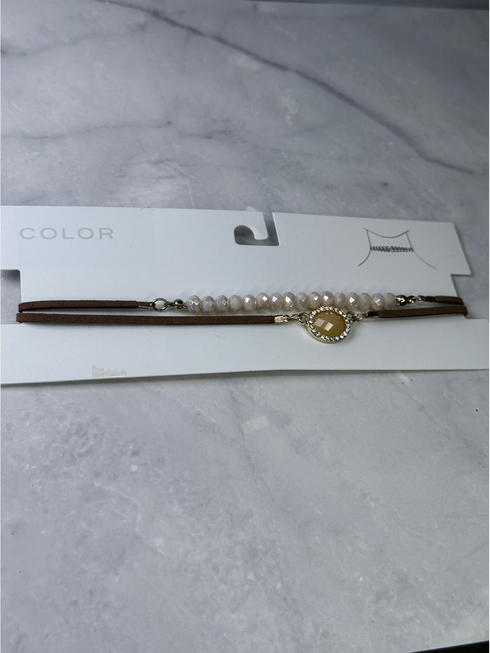 Color - faux pearl and cord choker set